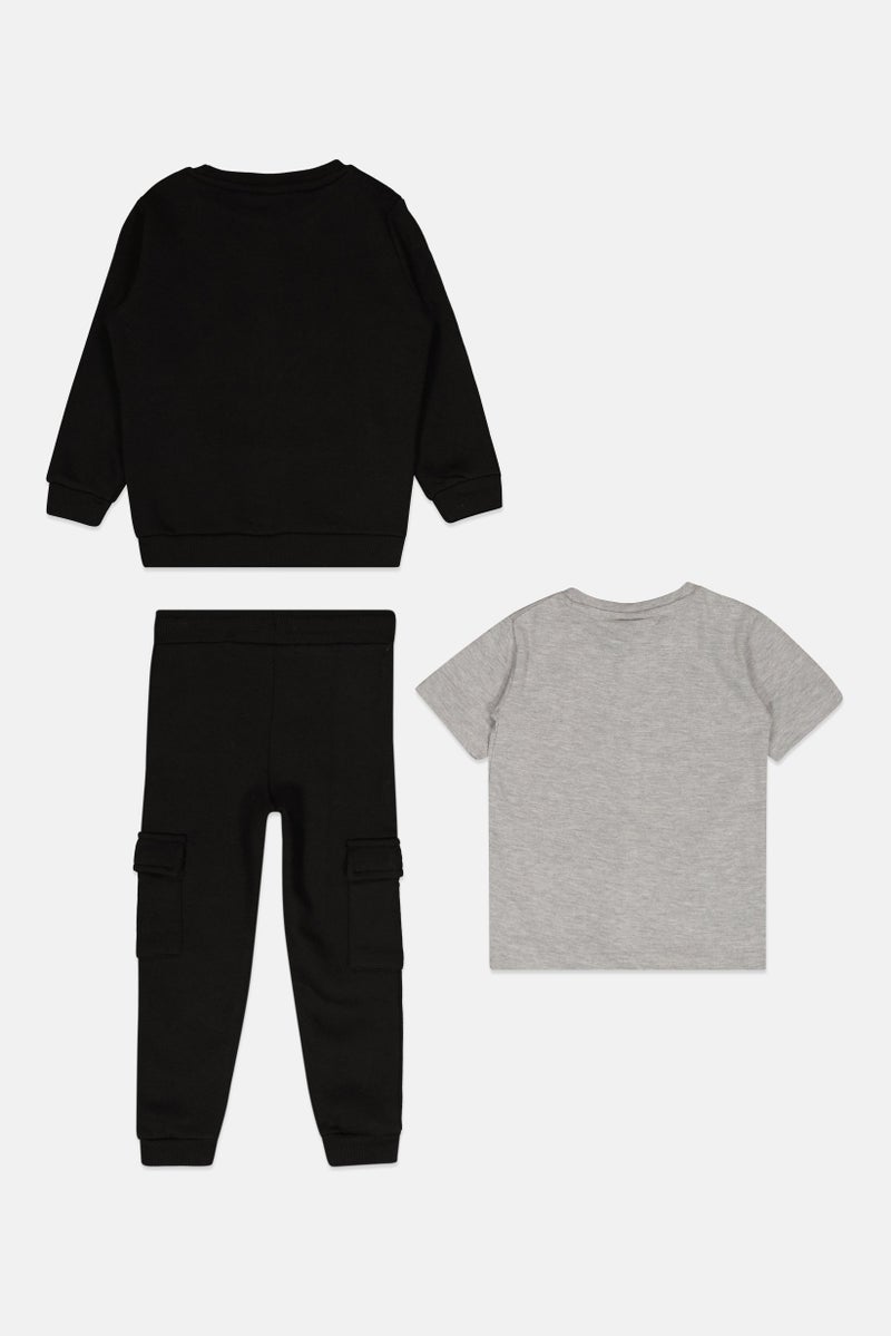 Nicce Toddlers Boy 3 Pcs Brand Logo T-Shirt, Sweatshirt And Sweatpants Set, Multicolor - Image 3
